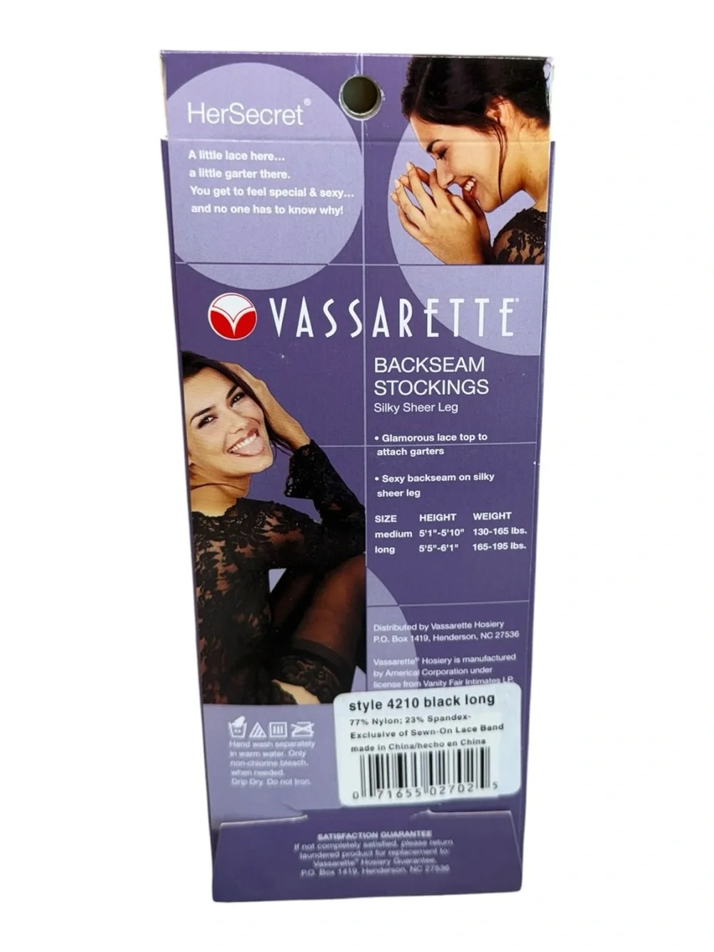 Vassarette Her Secret Backseam Thigh High Stockings Size Long Black 4210 NOS